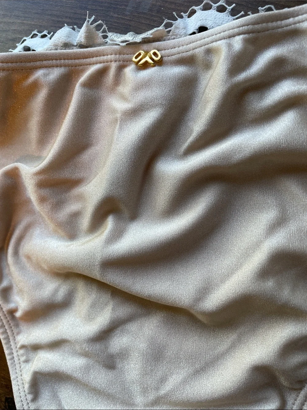 PQ Swim White Crochet Lace Triangle Bikini Bottoms in Vanilla